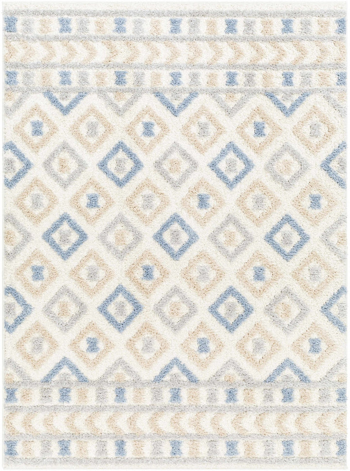 Eivin Modern Geometrical Design Beige And Blue Area Rug - The Rug Decor