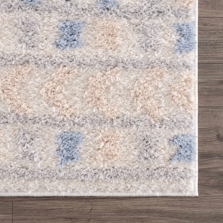 Eivin Modern Geometrical Design Beige And Blue Area Rug - The Rug Decor