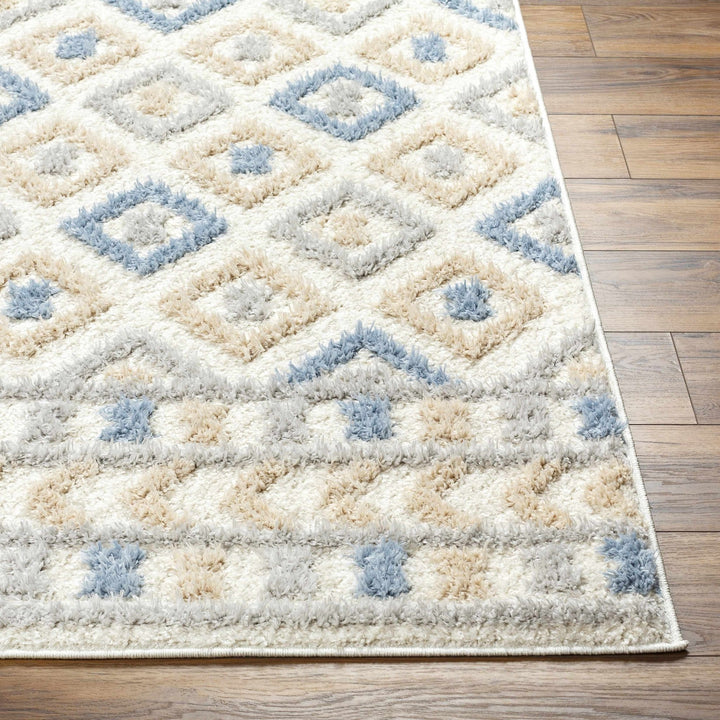 Eivin Modern Geometrical Design Beige And Blue Area Rug - The Rug Decor