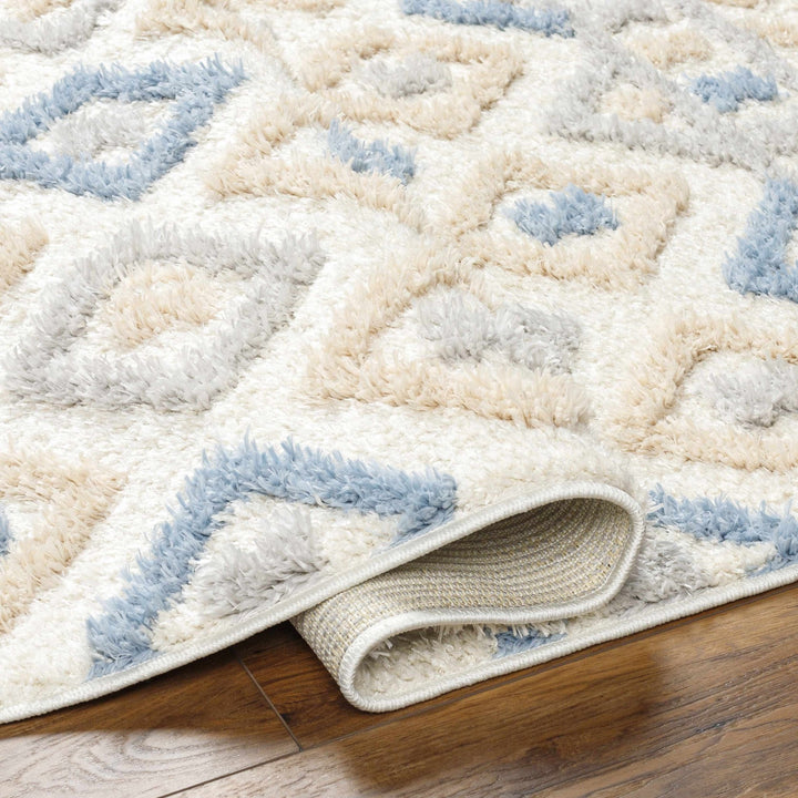 Eivin Modern Geometrical Design Beige And Blue Area Rug - The Rug Decor