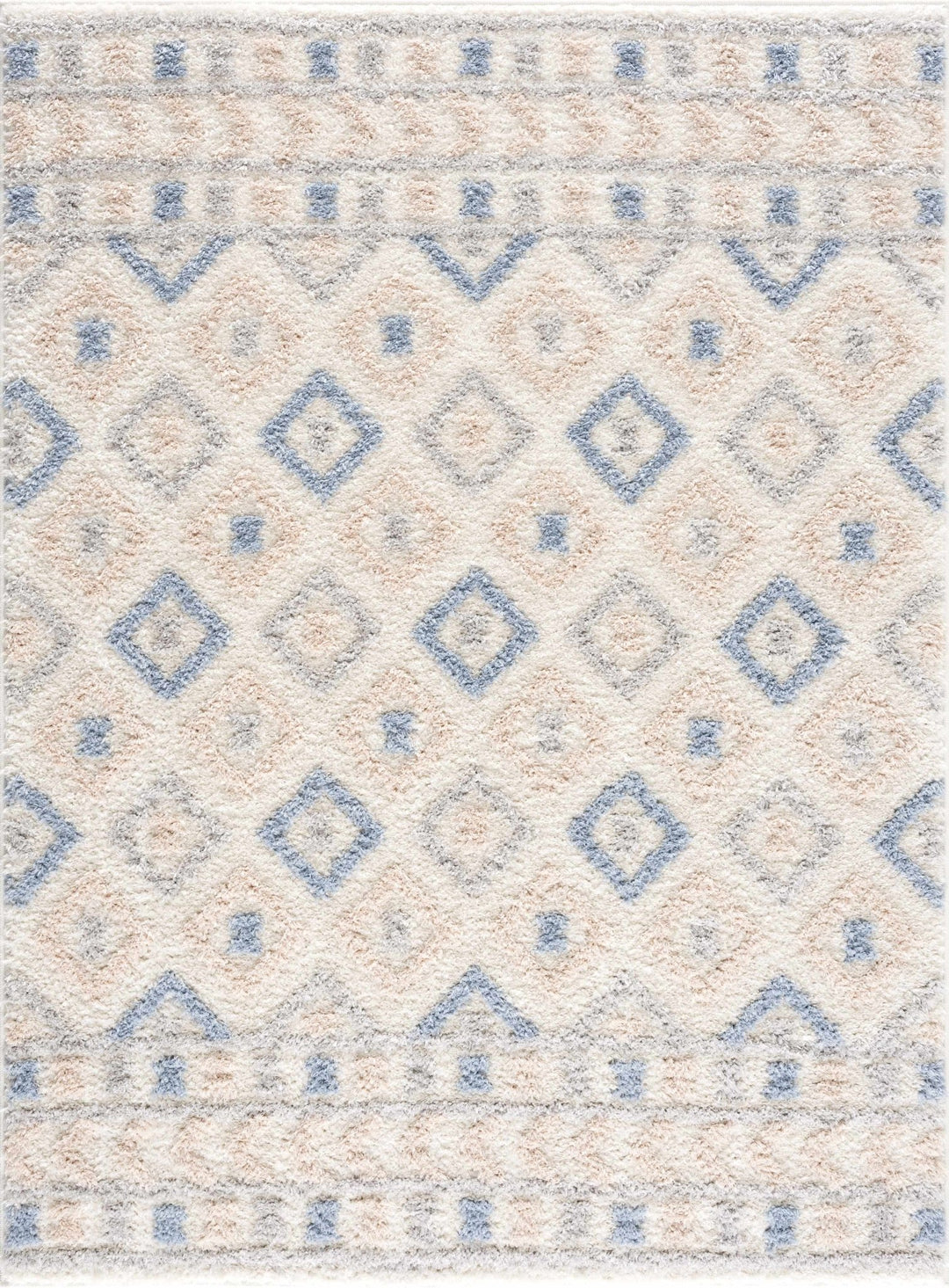 Eivin Modern Geometrical Design Beige And Blue Area Rug - The Rug Decor