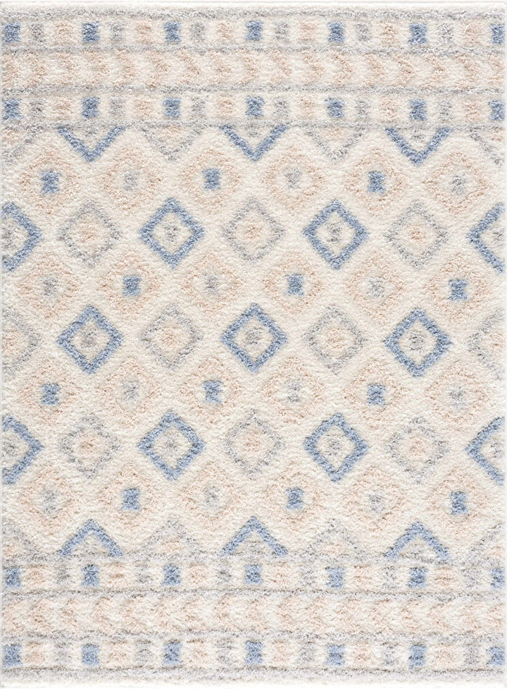 Eivin Modern Geometrical Design Beige And Blue Area Rug - The Rug Decor