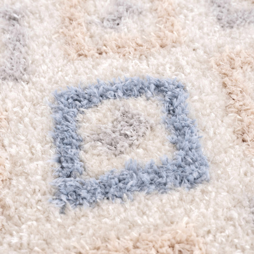 Eivin Modern Geometrical Design Beige And Blue Area Rug - The Rug Decor