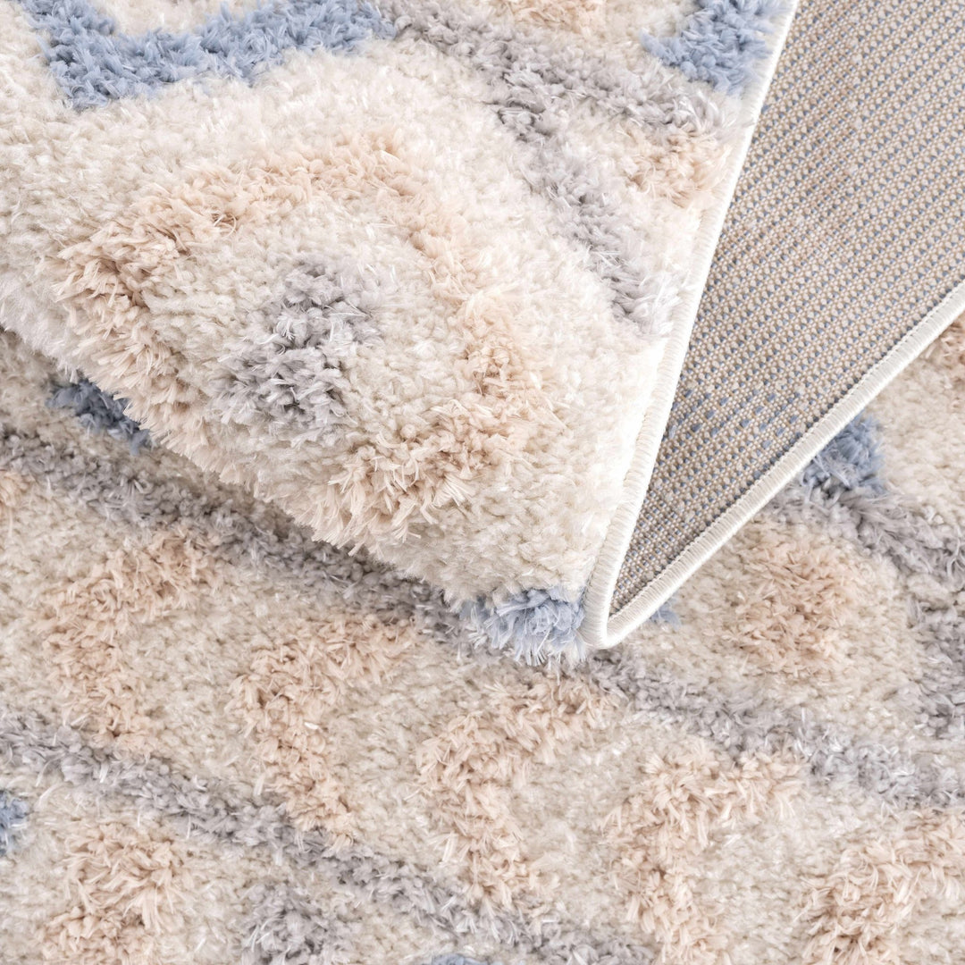 Eivin Modern Geometrical Design Beige And Blue Area Rug - The Rug Decor