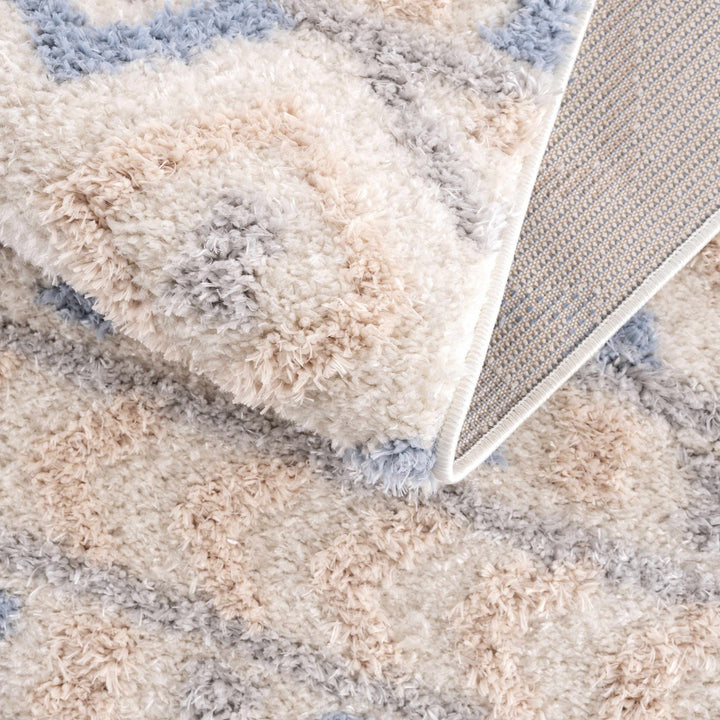 Eivin Modern Geometrical Design Beige And Blue Area Rug - The Rug Decor
