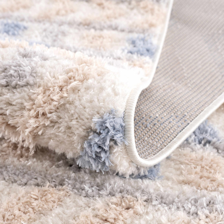 Eivin Modern Geometrical Design Beige And Blue Area Rug - The Rug Decor