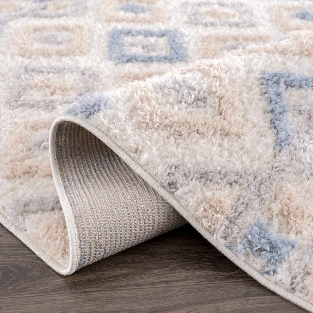 Eivin Modern Geometrical Design Beige And Blue Area Rug - The Rug Decor