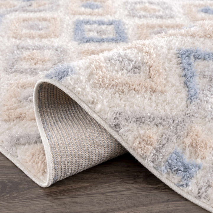 Eivin Modern Geometrical Design Beige And Blue Area Rug - The Rug Decor