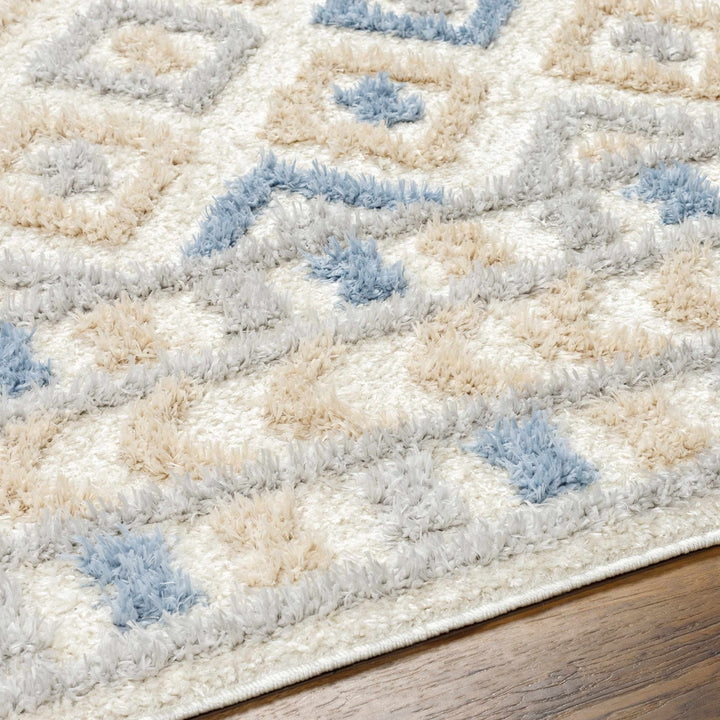 Eivin Modern Geometrical Design Beige And Blue Area Rug - The Rug Decor