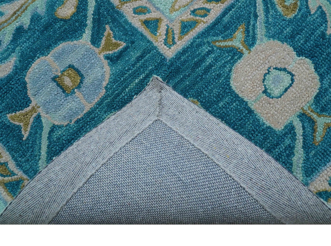 Elaine Custom Made Blue Traditional Oushak Hand Tufted Wool Rug - The Rug Decor