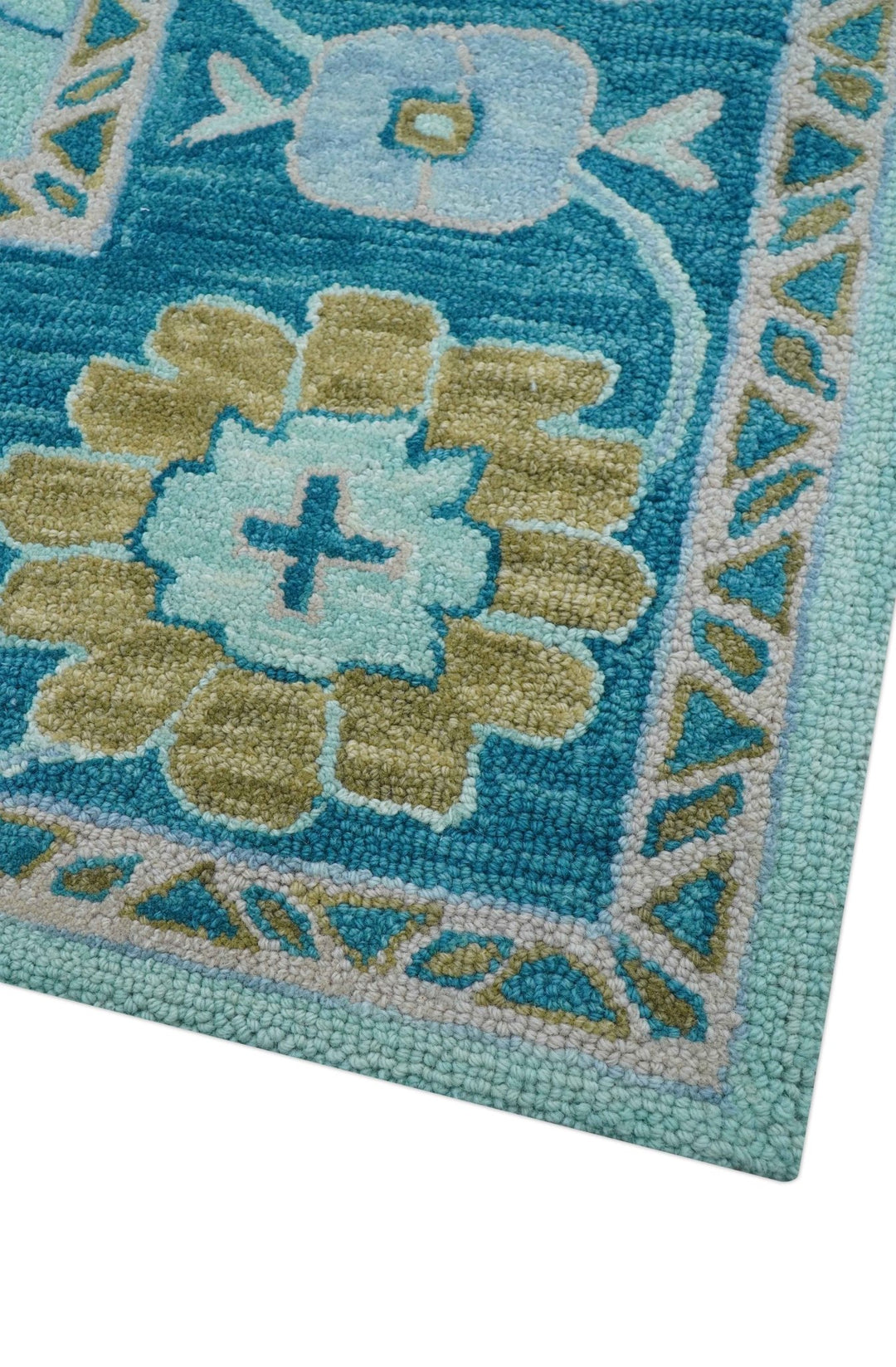 Elaine Custom Made Blue Traditional Oushak Hand Tufted Wool Rug - The Rug Decor
