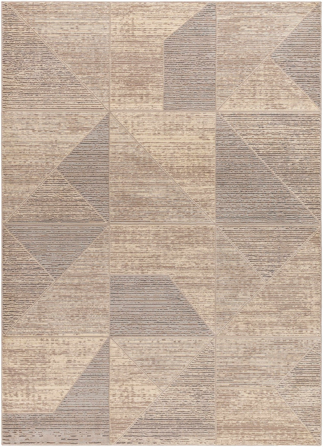 Elana Contemporary geometric Design Tan And Taupe Washable Rug - The Rug Decor