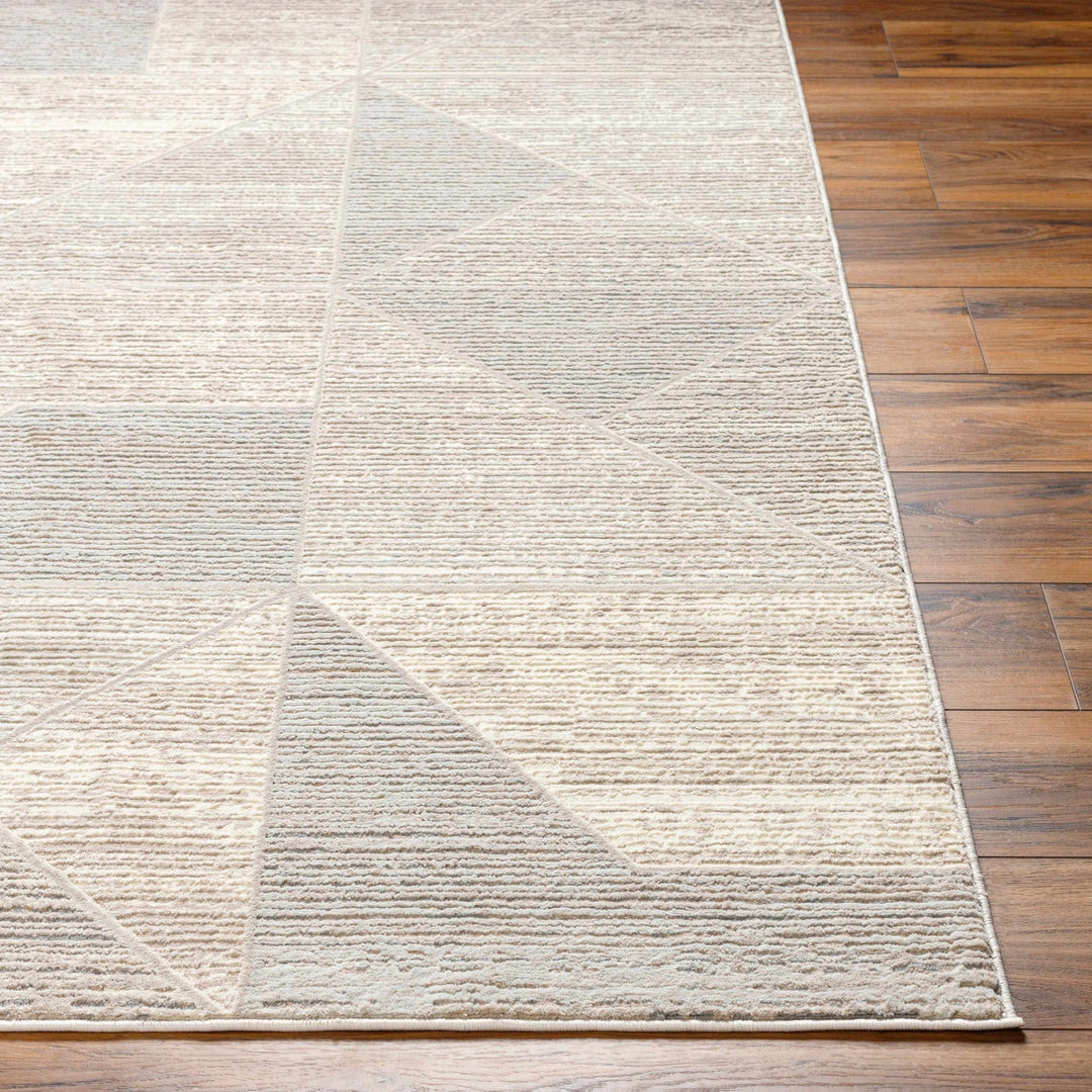 Elana Contemporary geometric Design Tan And Taupe Washable Rug - The Rug Decor