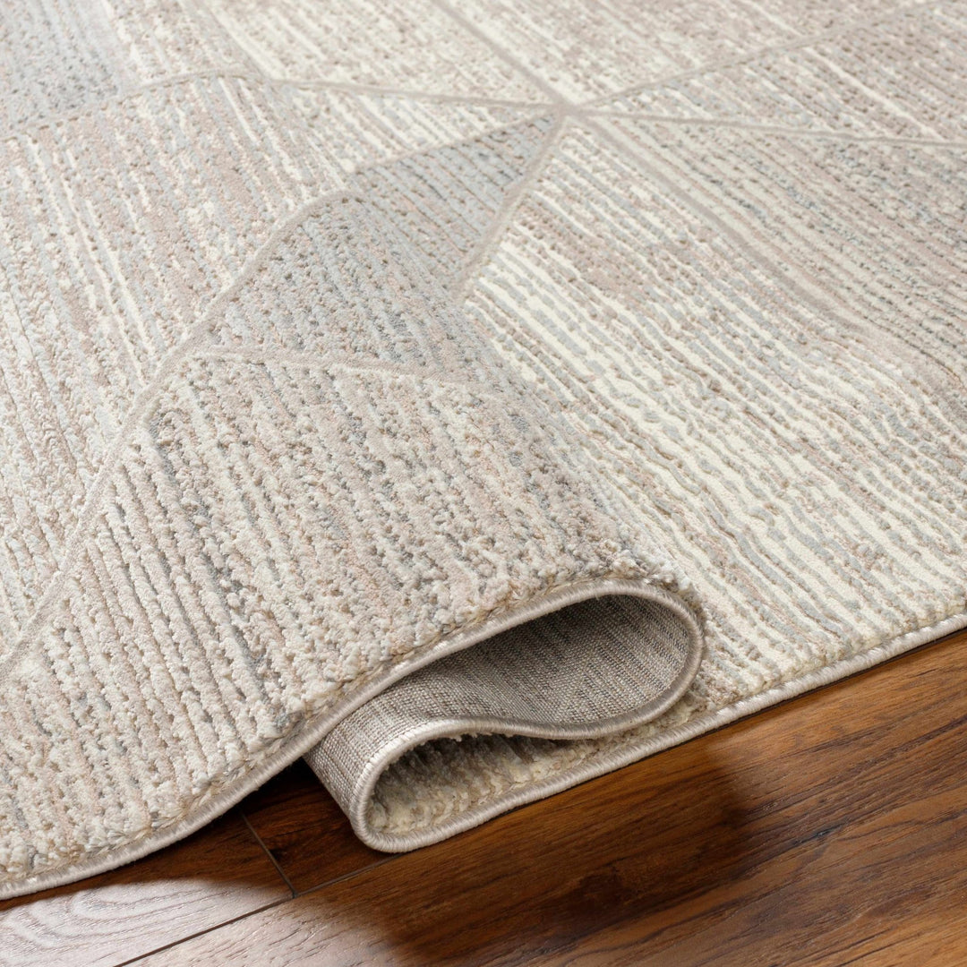 Elana Contemporary geometric Design Tan And Taupe Washable Rug - The Rug Decor