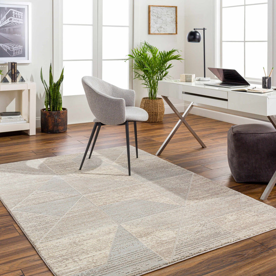 Elana Contemporary geometric Design Tan And Taupe Washable Rug - The Rug Decor