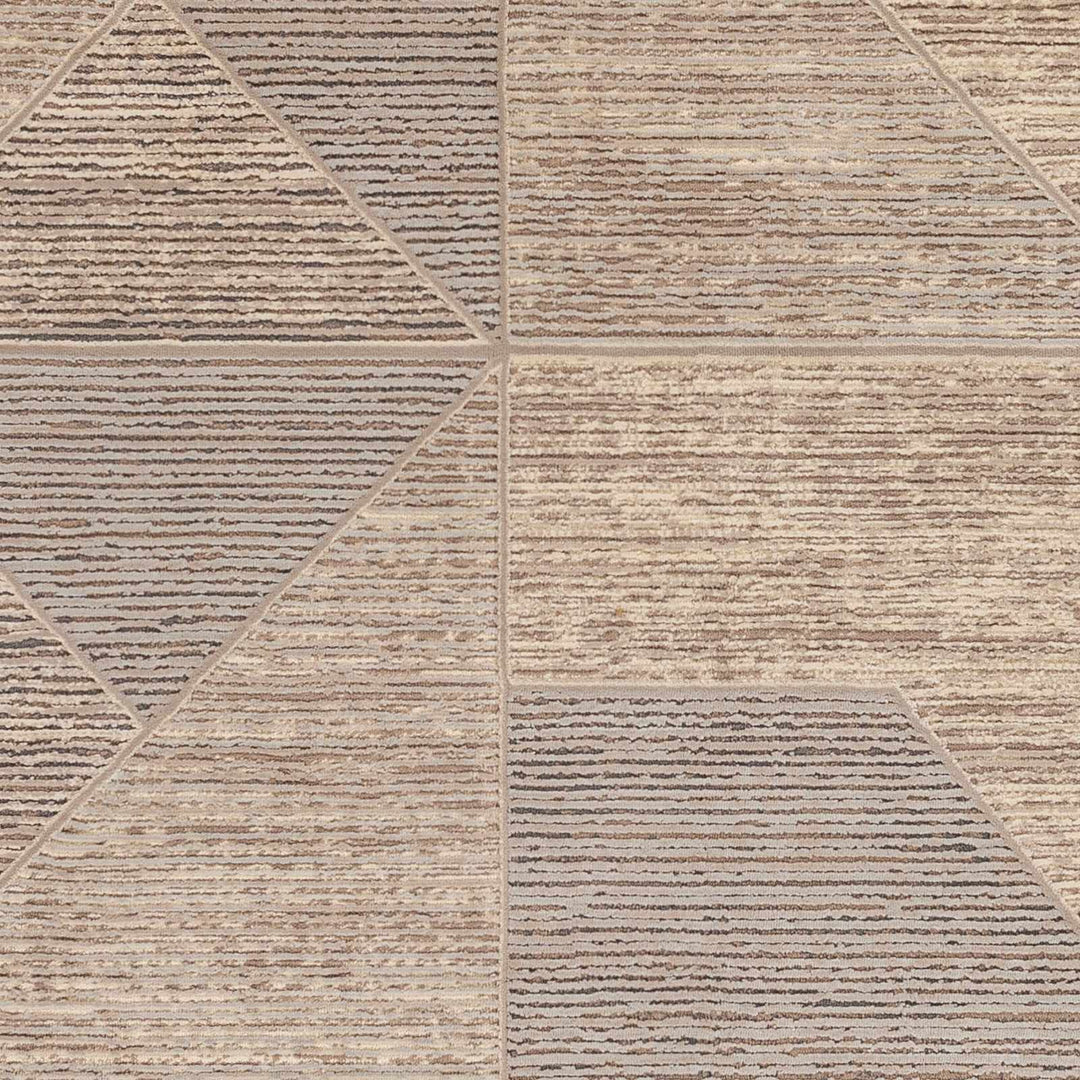 Elana Contemporary geometric Design Tan And Taupe Washable Rug - The Rug Decor