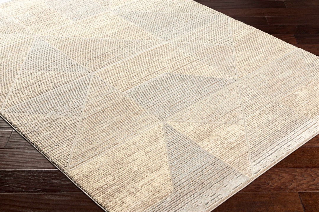 Elana Contemporary geometric Design Tan And Taupe Washable Rug - The Rug Decor