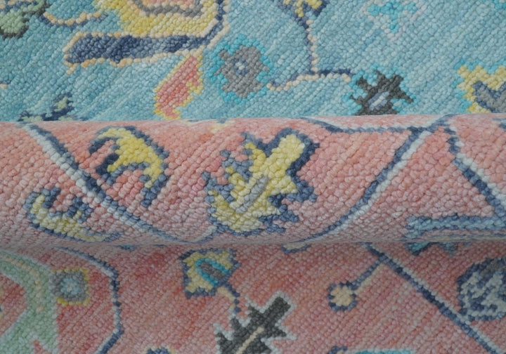 Eliane Custom Made Traditional Style Pink And Blue Hand Knotted Wool Area Rug - The Rug Decor