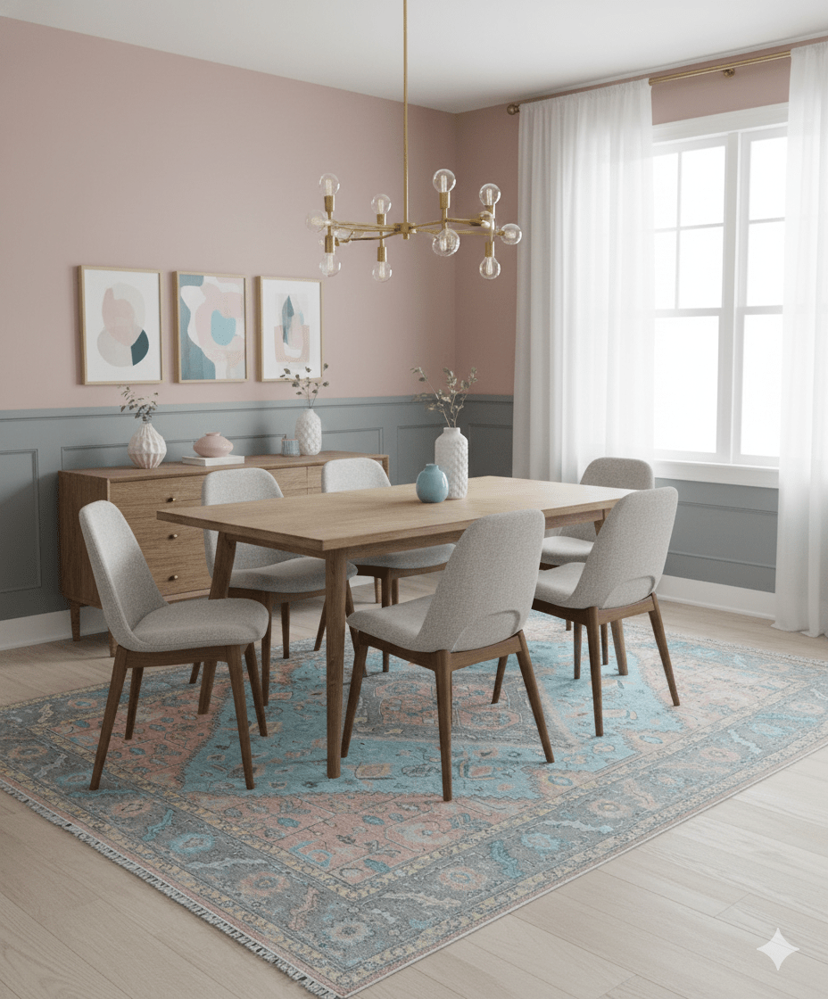 Eliane Custom Made Traditional Style Pink And Blue Hand Knotted Wool Area Rug - The Rug Decor