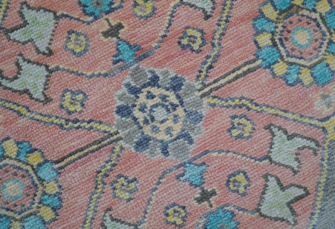 Eliane Custom Made Traditional Style Pink And Blue Hand Knotted Wool Area Rug - The Rug Decor