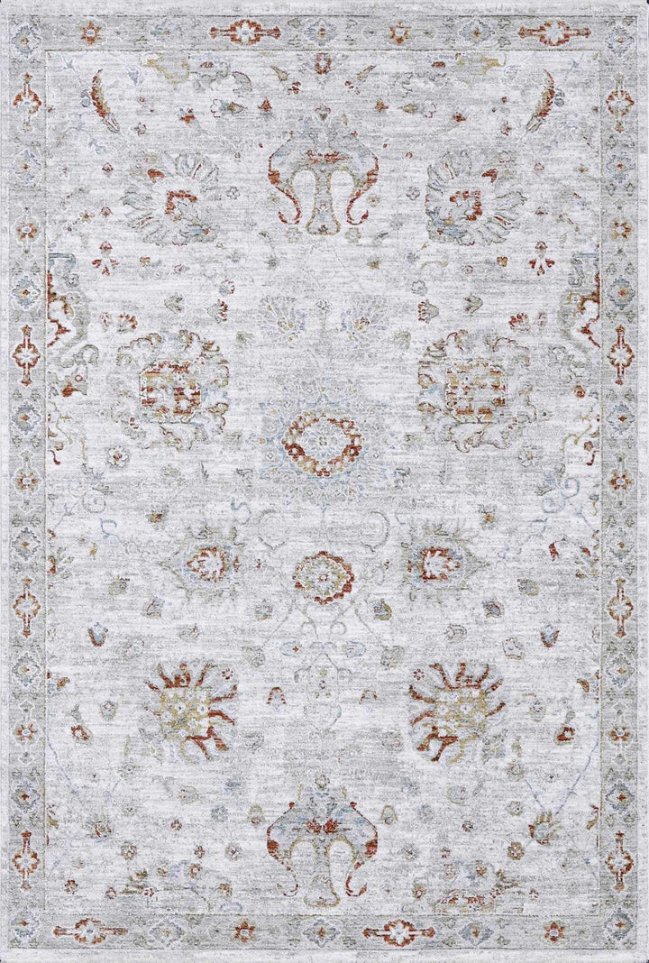 Elimbah Traditional Floral Design Gray And Brown Area Rug - The Rug Decor