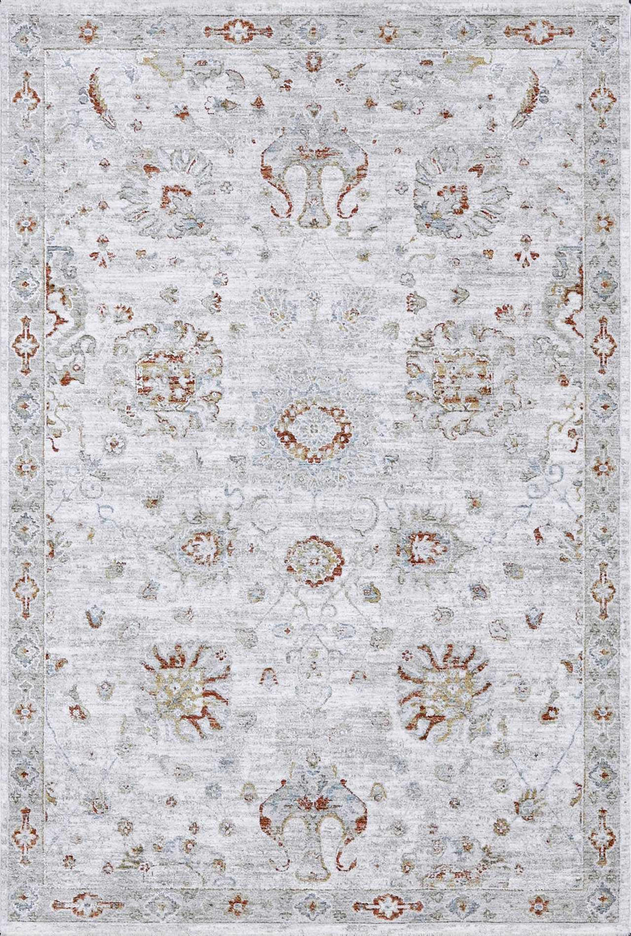 Elimbah Traditional Floral Design Gray And Brown Area Rug - The Rug Decor
