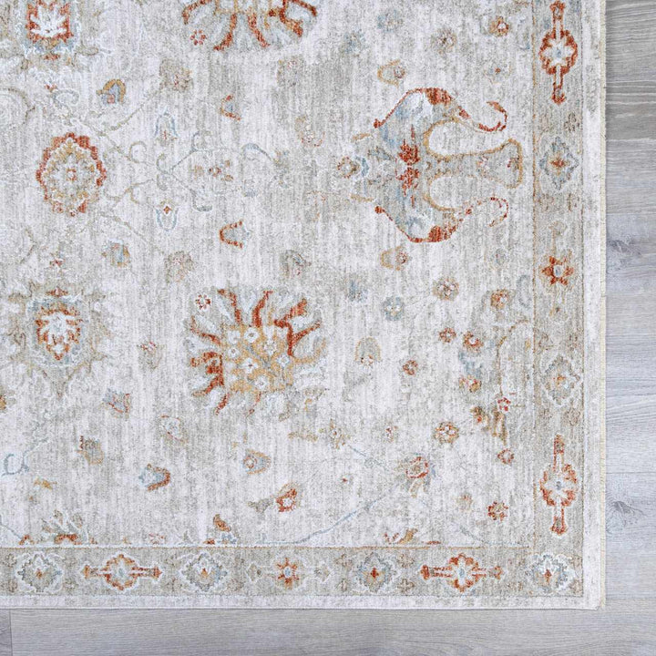 Elimbah Traditional Floral Design Gray And Brown Area Rug - The Rug Decor