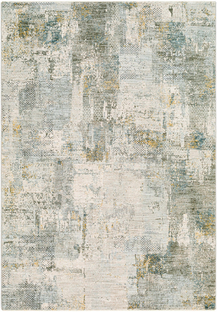 Elina Modern Abstract Design Beige And Teal Rug - The Rug Decor
