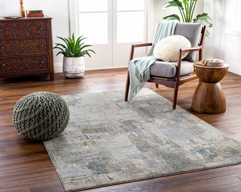 Elina Modern Abstract Design Beige And Teal Rug - The Rug Decor