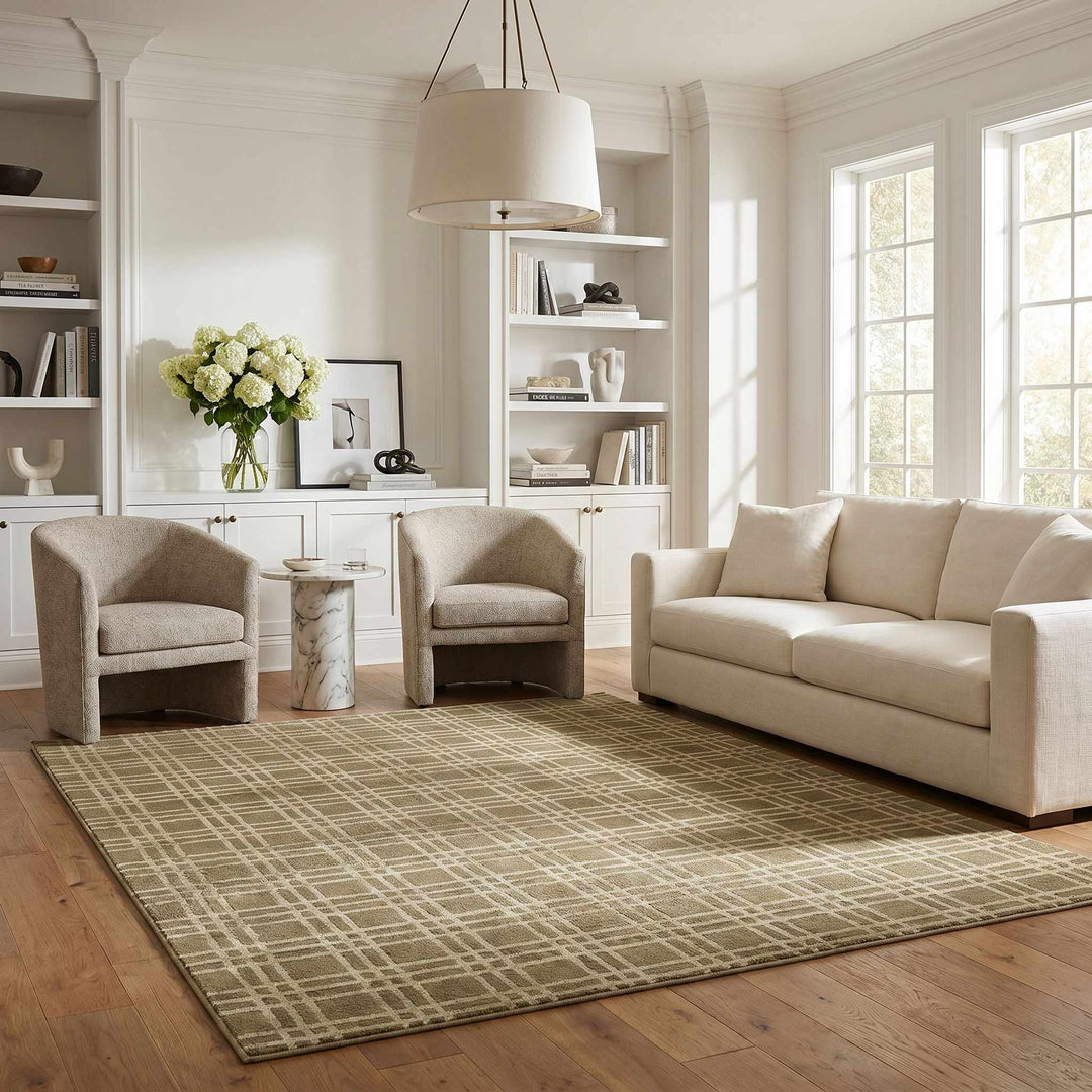 Eliseo Modern Geometrical Design Olive Area Rug - The Rug Decor