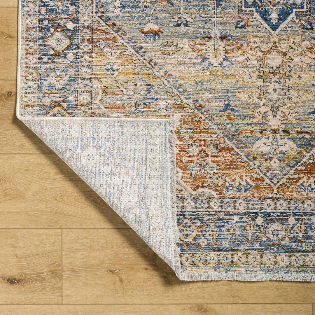 Elita Traditional Blue And Rust Area Rug - The Rug Decor