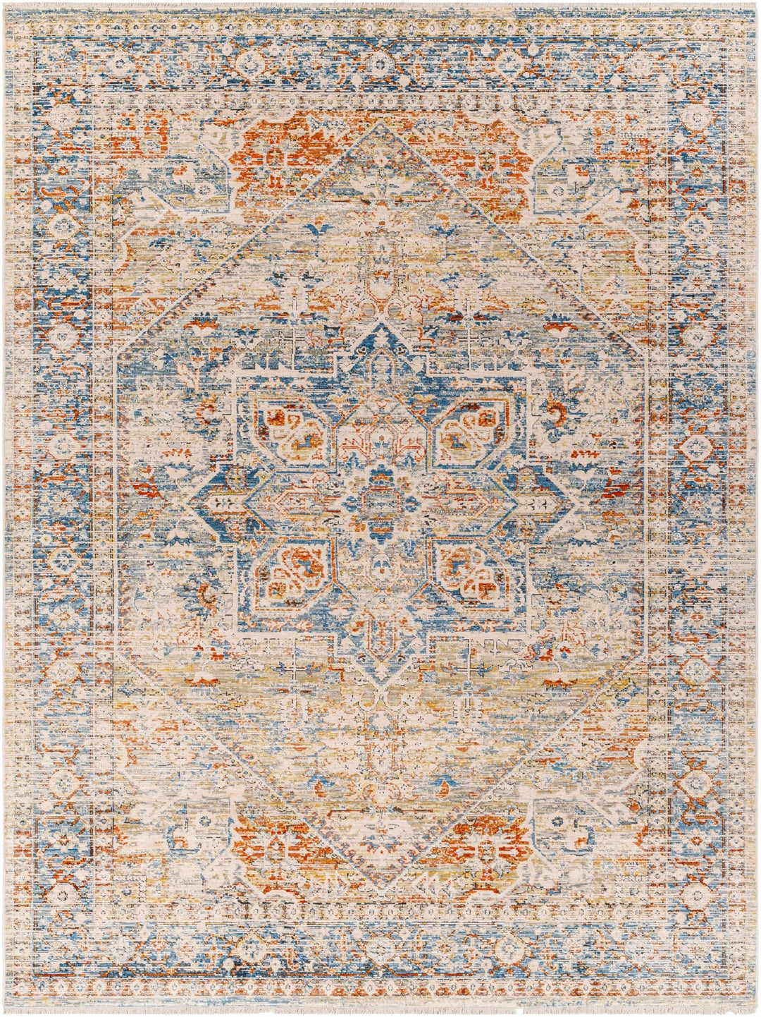 Elita Traditional Blue And Rust Area Rug - The Rug Decor