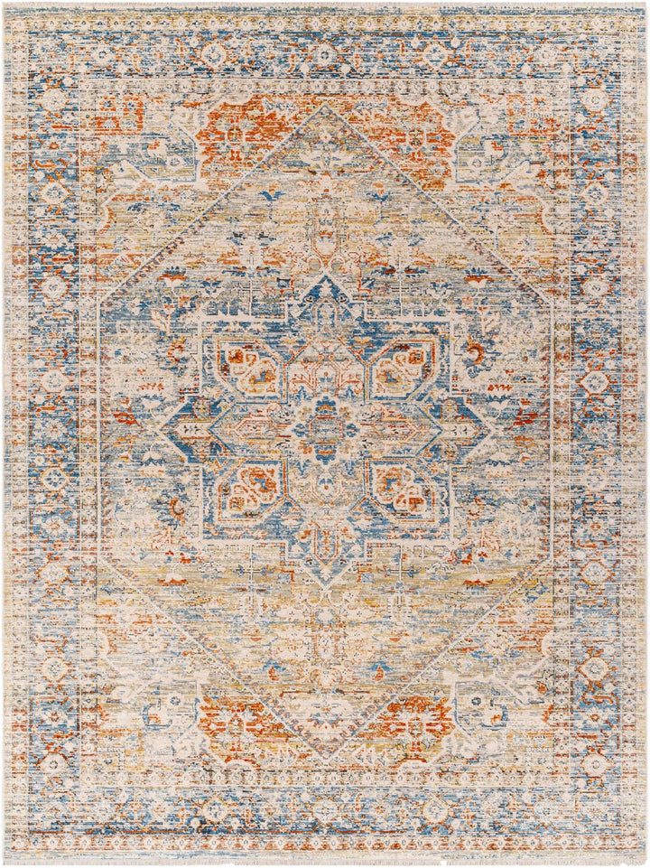 Elita Traditional Blue And Rust Area Rug - The Rug Decor