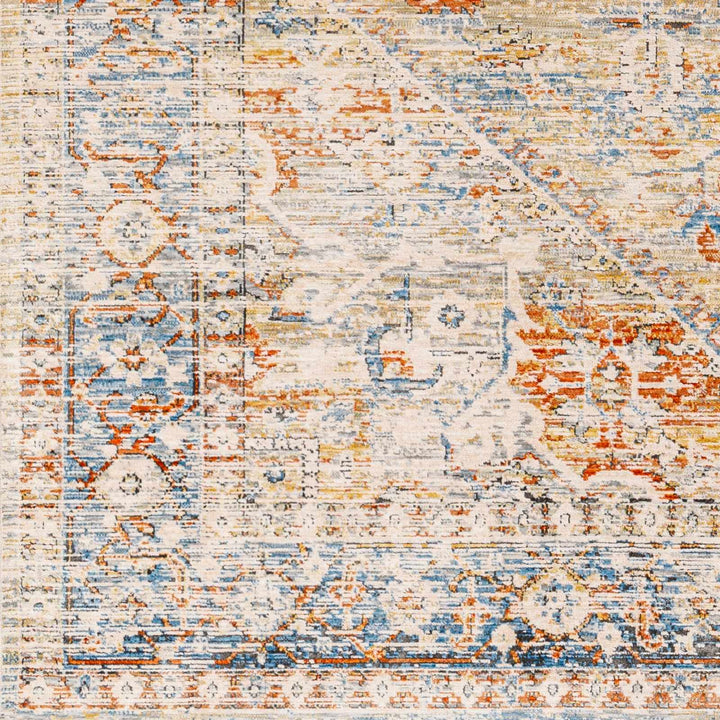 Elita Traditional Blue And Rust Area Rug - The Rug Decor