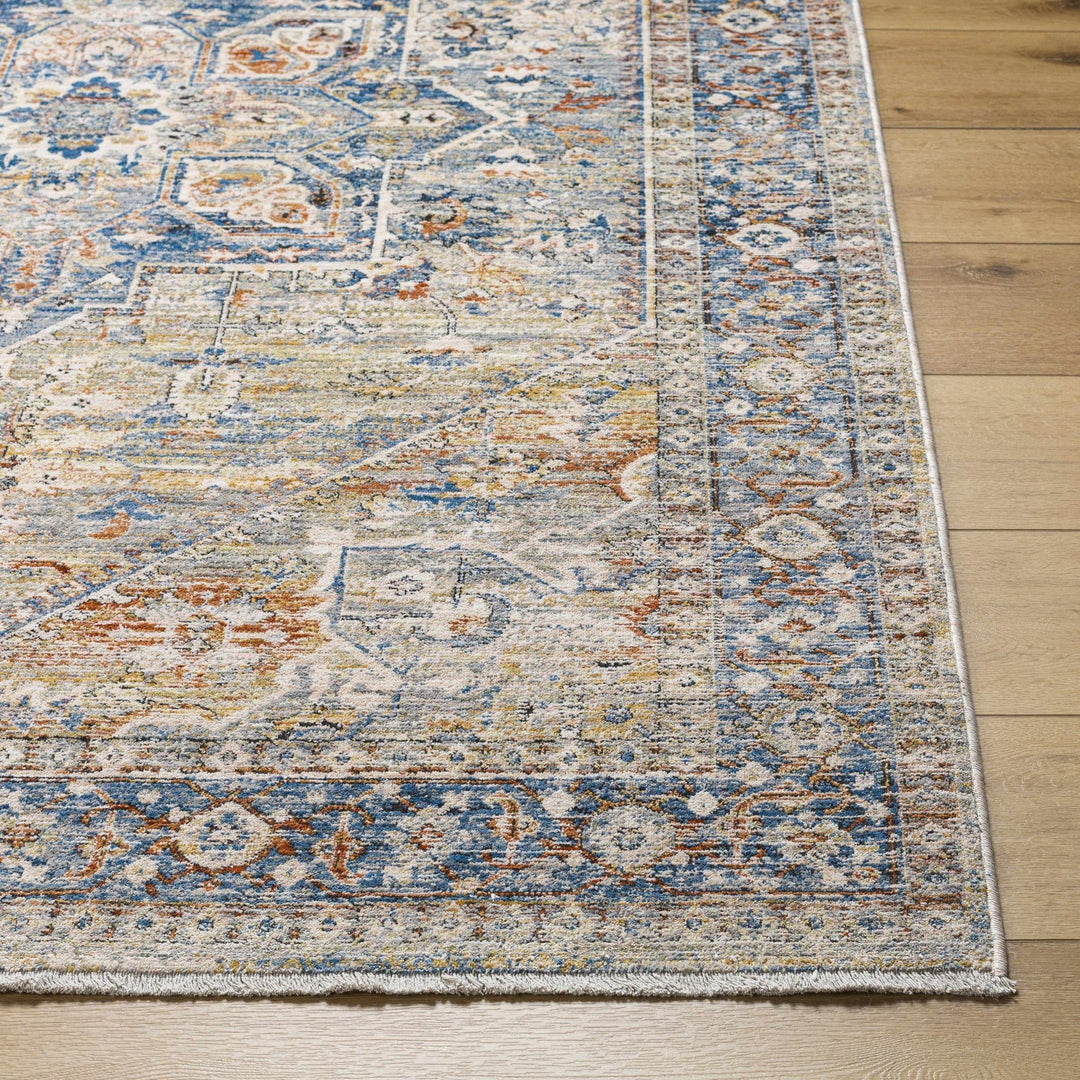 Elita Traditional Blue And Rust Area Rug - The Rug Decor