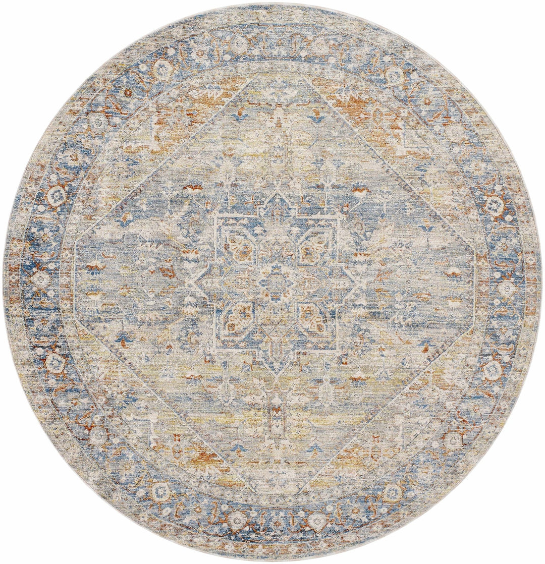 Elita Traditional Blue And Rust Area Rug - The Rug Decor