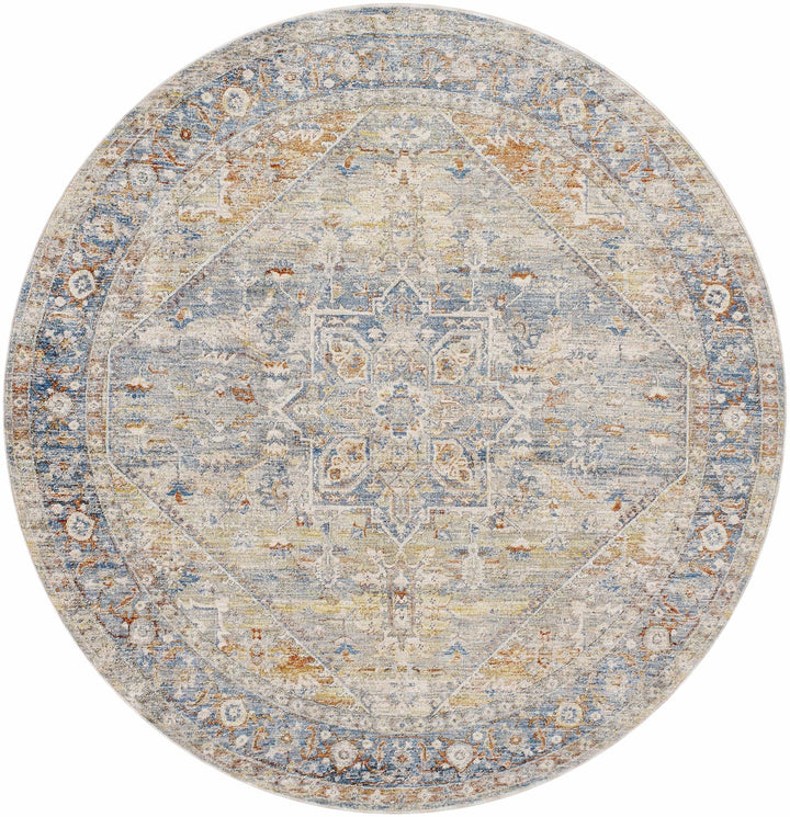 Elita Traditional Blue And Rust Area Rug - The Rug Decor