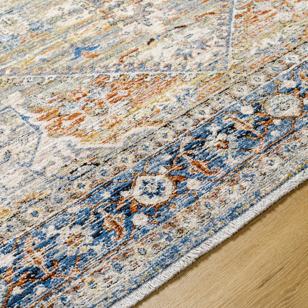 Elita Traditional Blue And Rust Area Rug - The Rug Decor