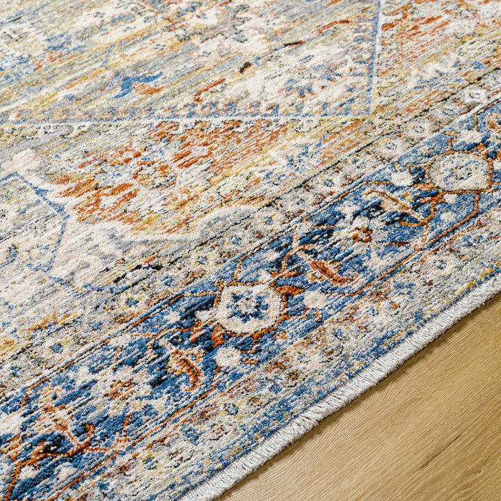 Elita Traditional Blue And Rust Area Rug - The Rug Decor