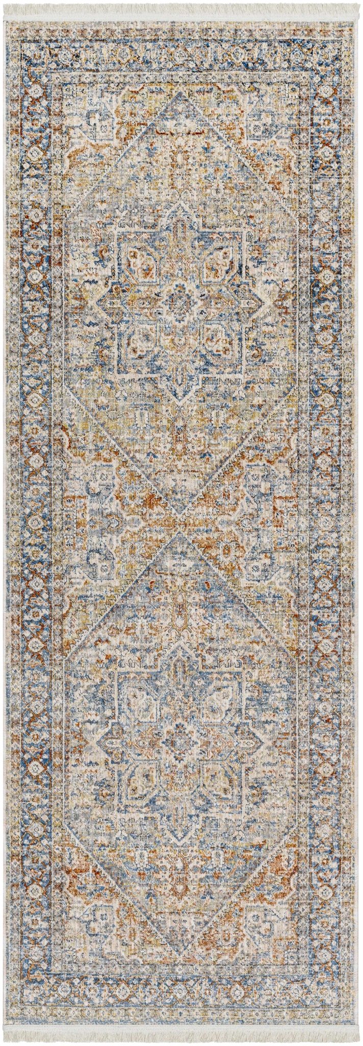 Elita Traditional Blue And Rust Area Rug - The Rug Decor