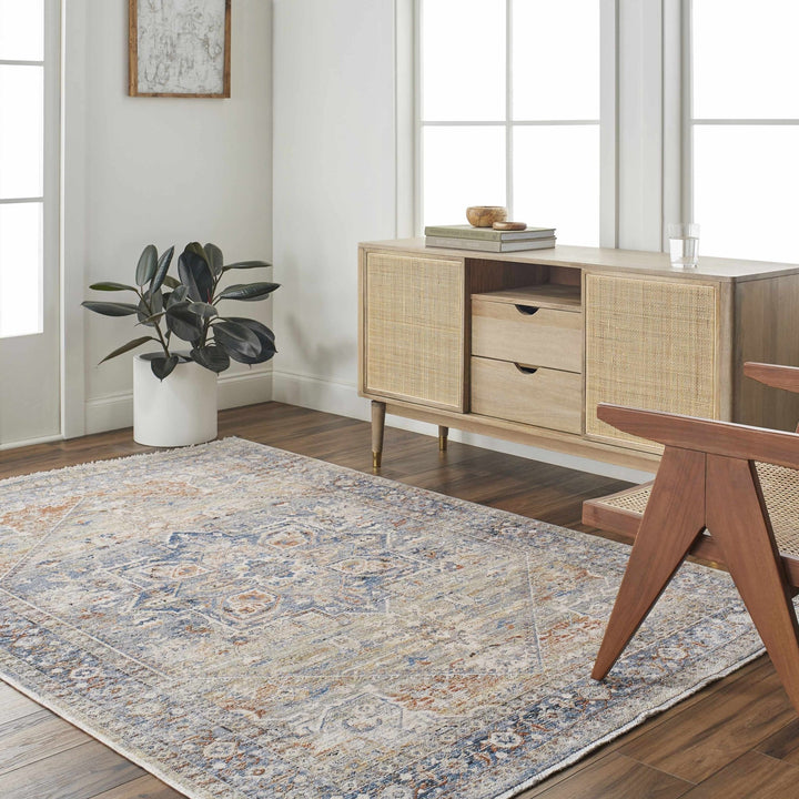 Elita Traditional Blue And Rust Area Rug - The Rug Decor