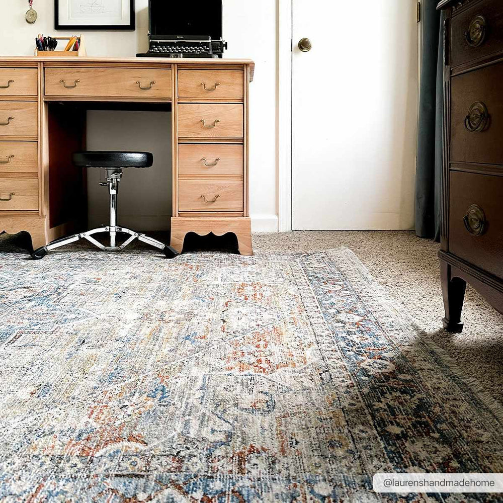 Elita Traditional Blue And Rust Area Rug - The Rug Decor