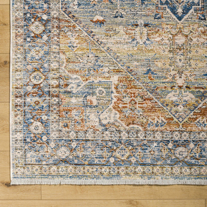 Elita Traditional Blue And Rust Area Rug - The Rug Decor