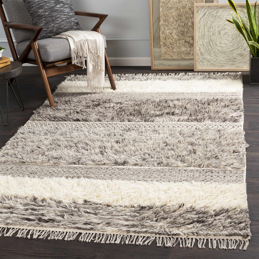 Elizabeth Contemporary Pattern Beige And Gray Hand Woven Wool Rug - The Rug Decor