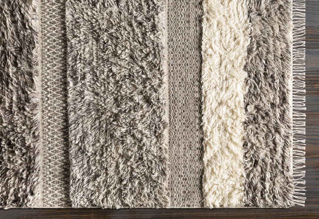 Elizabeth Contemporary Pattern Beige And Gray Hand Woven Wool Rug - The Rug Decor