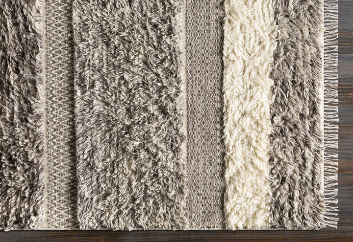 Elizabeth Contemporary Pattern Beige And Gray Hand Woven Wool Rug - The Rug Decor