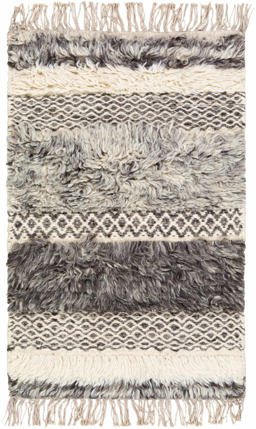 Elizabeth Contemporary Pattern Beige And Gray Hand Woven Wool Rug - The Rug Decor