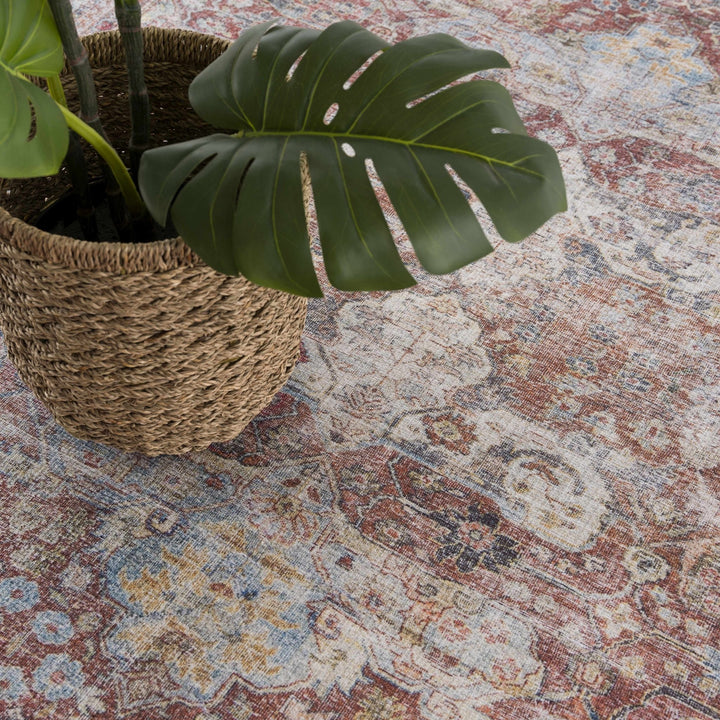 Elki Traditional Rust And Gray Washable Area Rug - The Rug Decor