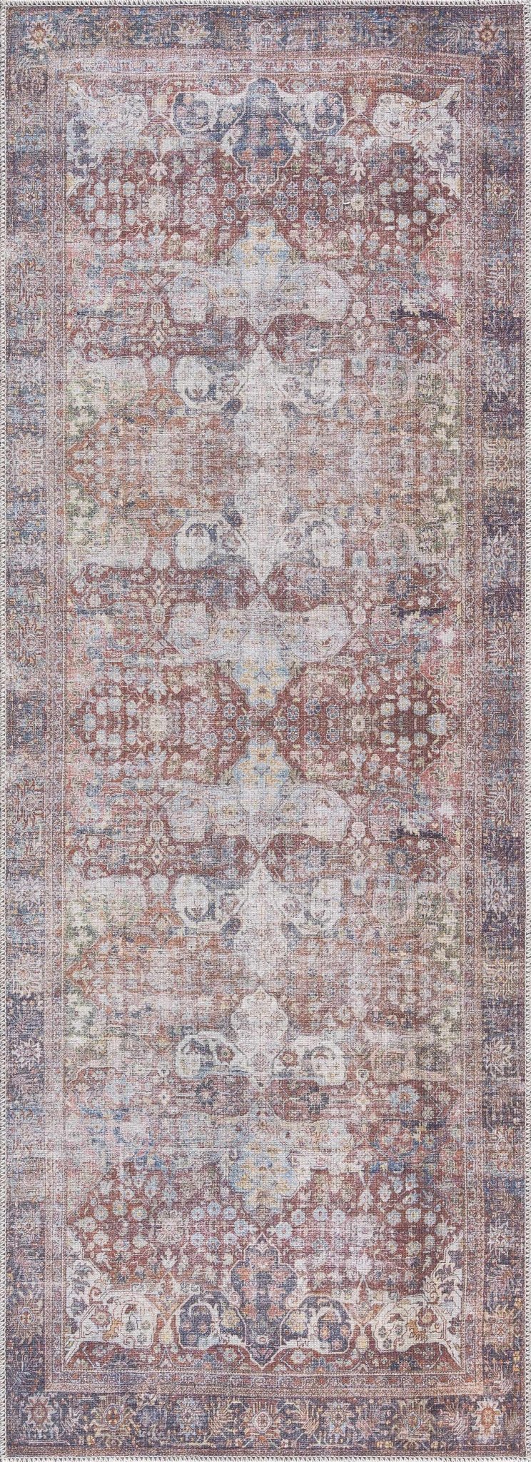 Elki Traditional Rust And Gray Washable Area Rug - The Rug Decor