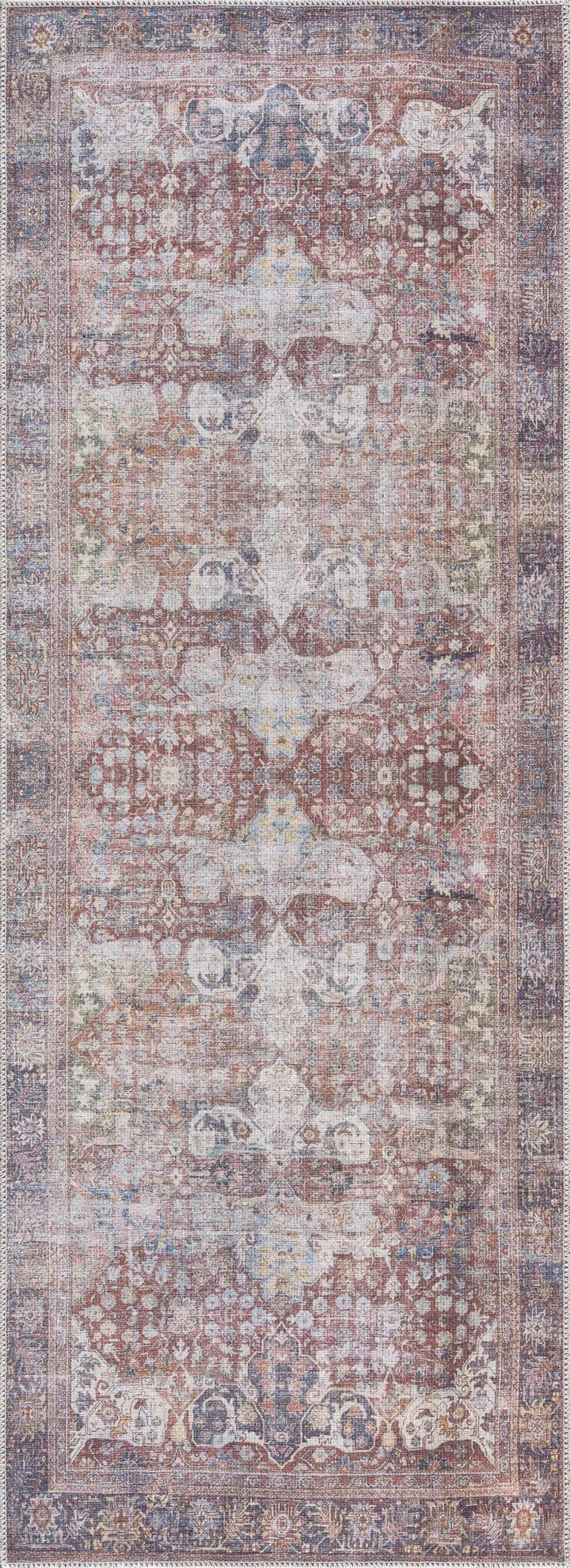 Elki Traditional Rust And Gray Washable Area Rug - The Rug Decor